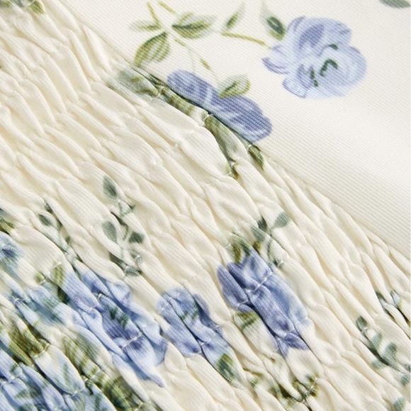 Cider Cream Maxi Skirt with Blue Floral Print - Picture 6 of 6